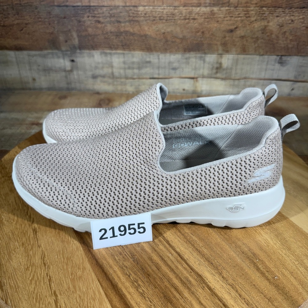 Skechers GoWalk Joy Women 8.5 Taupe Tan 15600 Slip On Mesh Shoes Sneaker